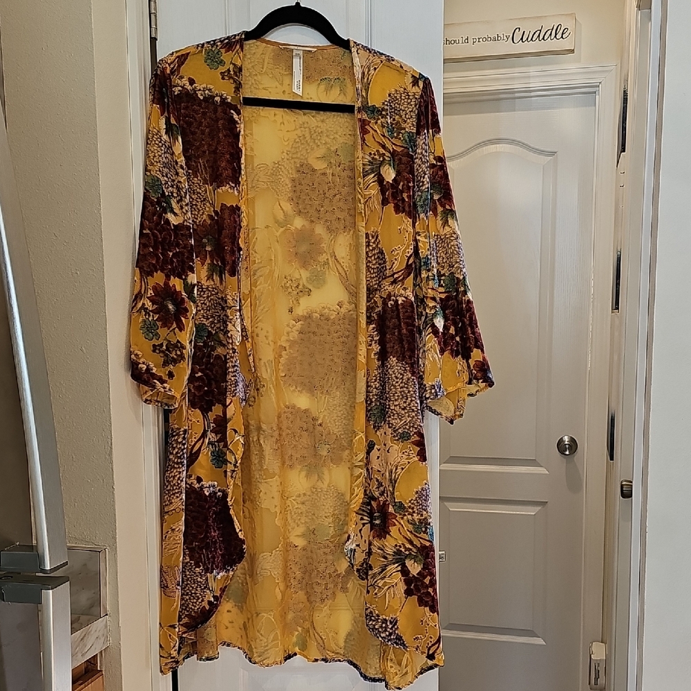 Floreat Mustard Floral Kimono